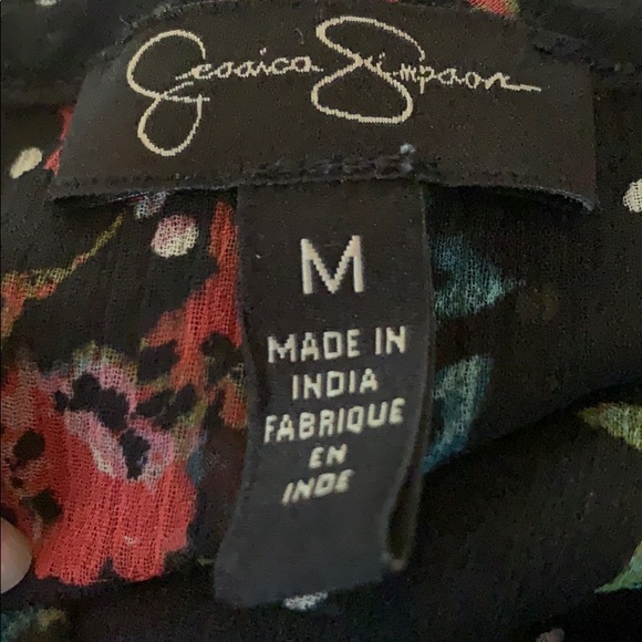 JESSICA SIMPSON Stylish Chiffon Black Floral Top M - Picture 4 of 4